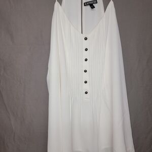 Express White Button-Down Blouse Large